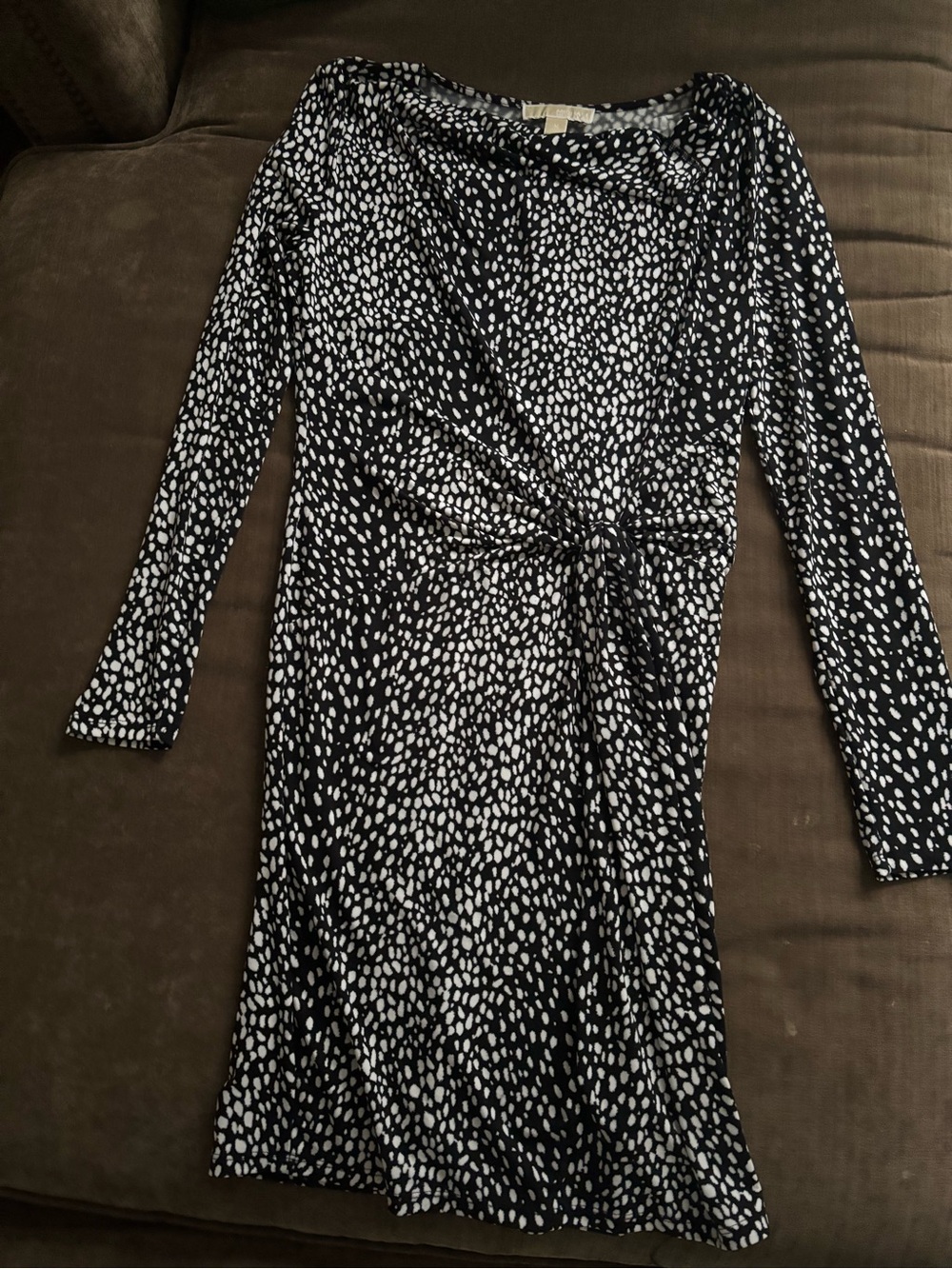 MICHAEL Michael Kors Black & White Long-Sleeve Twist-Front Dress